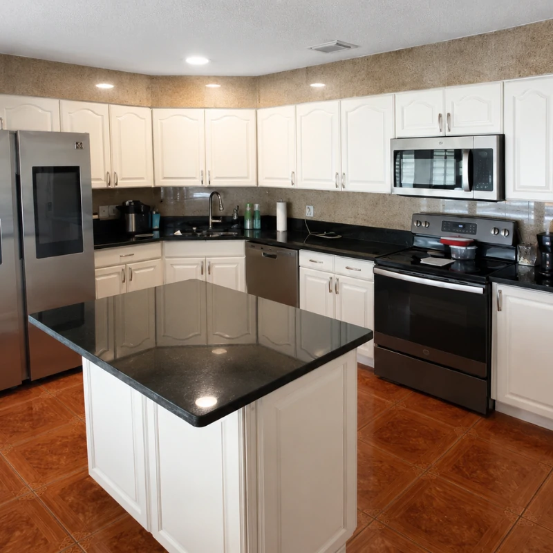modern-white-kitchen-cabinet-refinishing-after-kissimmee. Clean modern white painted kitchen cabinets after refinishing in Kissimmee FL
